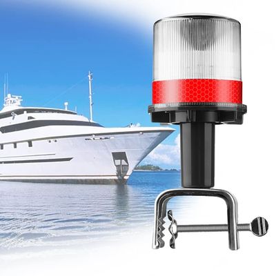 DYK&NX LED Navigation Signal Light Marine, Yacht Accessory Tools with Solar Light Source, IP65 Waterproof Design, Easy to Install for Rod Within 6cm (Color : Red)