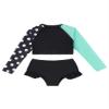Loloda Big Girls Polka Dot Rash Guard Swimsuits Two Pieces Long Sleeve Top with Bottoms Bathing Suit Black 10 Years view 3