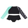 Loloda Big Girls Polka Dot Rash Guard Swimsuits Two Pieces Long Sleeve Top with Bottoms Bathing Suit Black 10 Years view 4