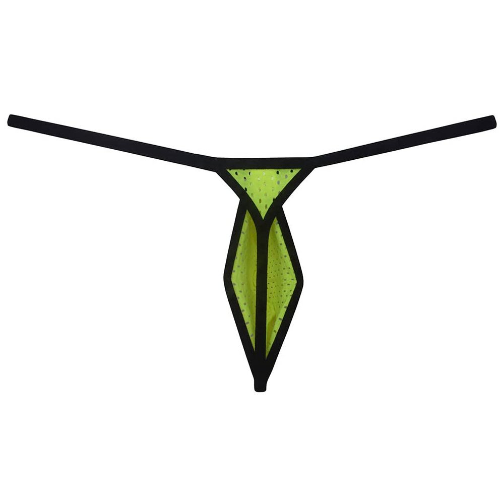 Botmois Mens Eyelet G-String Extreme Micro Thong Drop-shaped Underwear Diamond Back Tangas Breathable Jockstap Apple Green L