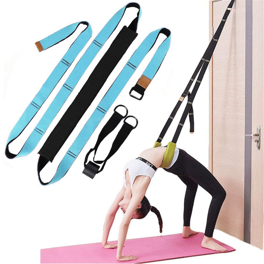 Yoga Fitness Stretching Strap, Adjustable Back Bend Stretch Band Belt, Dance Lower Waist Training Rope Flexibility Stretching Strap Tensile Trainer, for Rehab Pilates Dance Splits Girl Women (Blue)