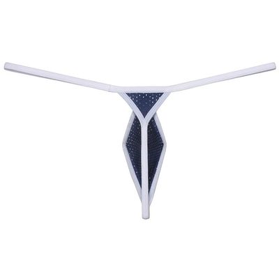 Botmois Mens Eyelet G-String Extreme Micro Thong Drop-shaped Underwear Diamond Back Tangas Breathable Jockstap Navy Blue M