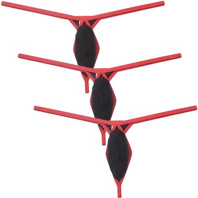 Botmois Mens Eyelet G-String Extreme Micro Thong Drop-shaped Underwear Diamond Back Tangas Breathable Jockstap 3 Pack(Black) M