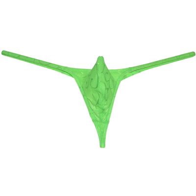 Botmois Men's Pouch G-String Underwear Y-Back Panties See-through Micro Thong Bikini T-back Light Green L