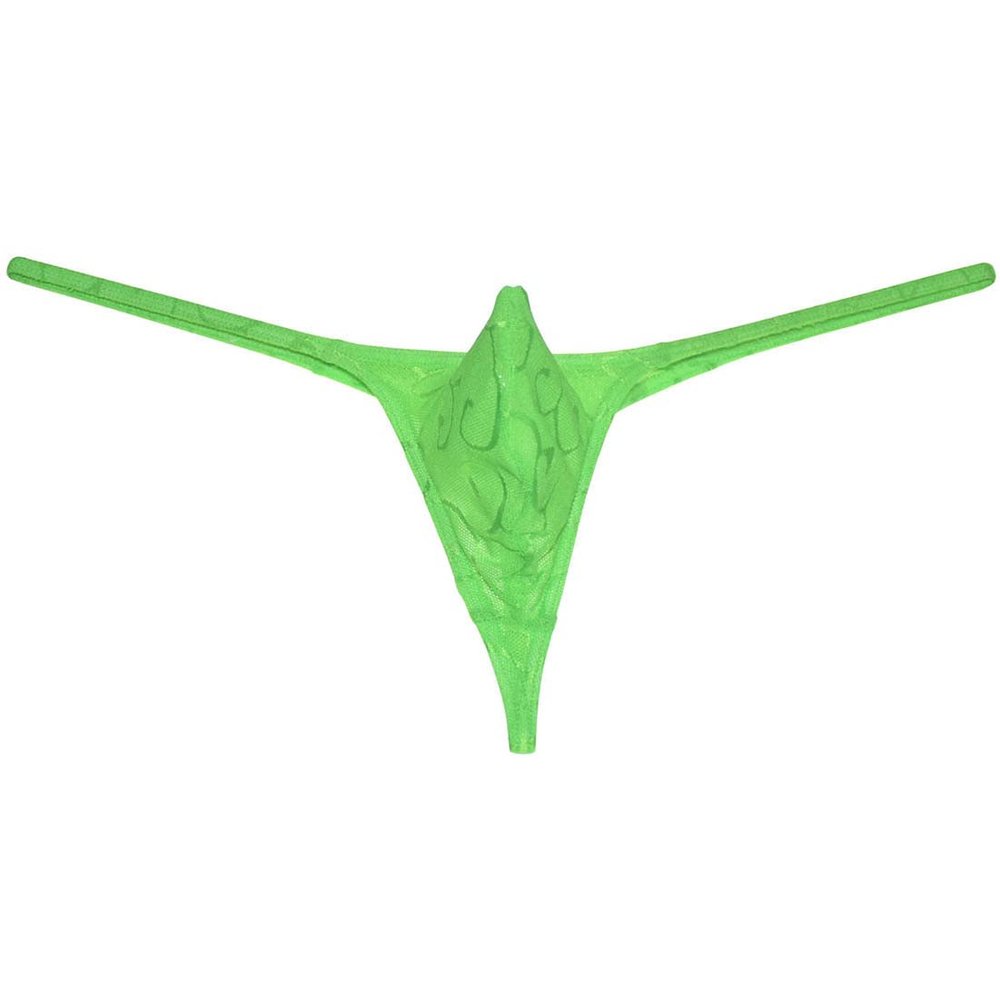 Botmois Men's Pouch G-String Underwear Y-Back Panties See-through Micro Thong Bikini T-back Light Green L