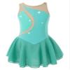Agoky Big Girls' Kids Sparkly Ice Figure Skating Roller Skating Dress Gymnastic Tutu Skirted Leotard Costume Green 11-12 view 1
