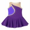 Agoky Big Girls' Kids Sparkly Ice Figure Skating Roller Skating Dress Gymnastic Tutu Skirted Leotard Costume Purple 9-10 view 3