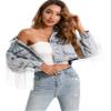 Justalwart Fringe Jean Jacket Women Cropped Denim Jacket,Acid Blue Washed (12-14 US) view 2