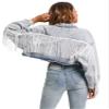 Justalwart Fringe Jean Jacket Women Cropped Denim Jacket,Acid Blue Washed (12-14 US) view 3