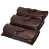 Calabria Double Snap Belt Loop Eyeglass Case PU Leather Brown 3Pack Old School Eye Glasses Pouch Semi-Hard Sunglass Holder view 1