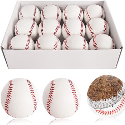 Baisidiwei 12 Pack Standard Size Adult Baseballs Unmarked & Leather Covered Training Ball Practice Baseball for Youth