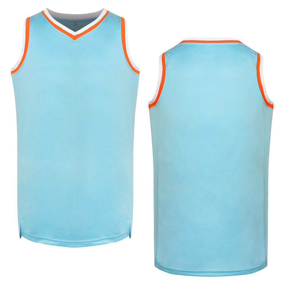 Blank Basketball Jersey Men's Mesh Athletic Sports Shirts Black Yellow White Blue Red S-3XL(Light Blue,Large)