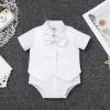 Baby Boy Baptism Outfit Romper Shorts Bowtie Vest Infant Boys Christening Baptism Gentle Set white 18-24 Months view 2