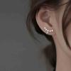 Yheakne Boho Pearl Clip On Earrings Silver Pearl Ear Cuffs Earrings Vintage Bead Clip Earrings No Piercing Cartilage Pearls Earrings Jewelry for Women (Silver) view 3
