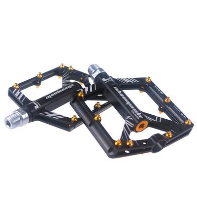1 Pair Aluminum Alloy Bicycle Palin Pedal Ultralight 4-Bearing Anti-Slip Pedals with S1 Nail for Mountain Bike,Road Bike,Black