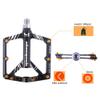 1 Pair Aluminum Alloy Bicycle Palin Pedal Ultralight 4-Bearing Anti-Slip Pedals with S1 Nail for Mountain Bike,Road Bike,Black view 2