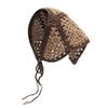 ZLYC Women Cotton Triangle Head Scarf Crochet Hair Bandanas Handmade Kint Turban (Solid Khaki)