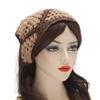 ZLYC Women Cotton Triangle Head Scarf Crochet Hair Bandanas Handmade Kint Turban (Solid Khaki) view 2
