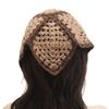 ZLYC Women Cotton Triangle Head Scarf Crochet Hair Bandanas Handmade Kint Turban (Solid Khaki) view 4