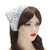 ZLYC Women Cotton Triangle Head Scarf Crochet Hair Bandanas Handmade Kint Turban (Solid White) view 2