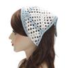 ZLYC Women Cotton Triangle Head Scarf Crochet Hair Bandanas Handmade Kint Turban (Solid White) view 3
