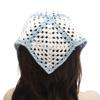 ZLYC Women Cotton Triangle Head Scarf Crochet Hair Bandanas Handmade Kint Turban (Solid White) view 4
