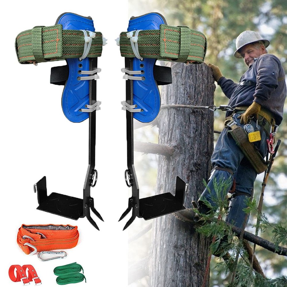wzfdm Tree Climbing Spikes Non-Slip Tree Climbing Spurs,with Safety Harness Belt 304 Stainless Steel Tree Climbing Tool