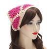 ZLYC Women Cotton Triangle Head Scarf Crochet Hair Bandanas Handmade Kint Turban (Solid Hot Pink) view 2