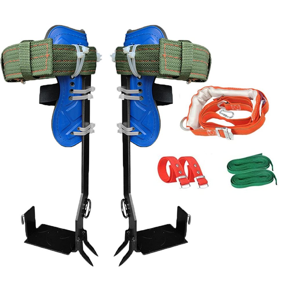wzfdm Tree Climbing Spike Set 2 Gears with Safety Harness Belt, Tree Climbing Tool for Rock Climbing, Hunting Observation, Picking Fruit, Indoor Climbing and Outdoor Sports,2claws