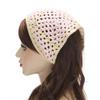 ZLYC Women Cotton Triangle Head Scarf Crochet Hair Bandanas Handmade Kint Turban (Solid Pink) view 3