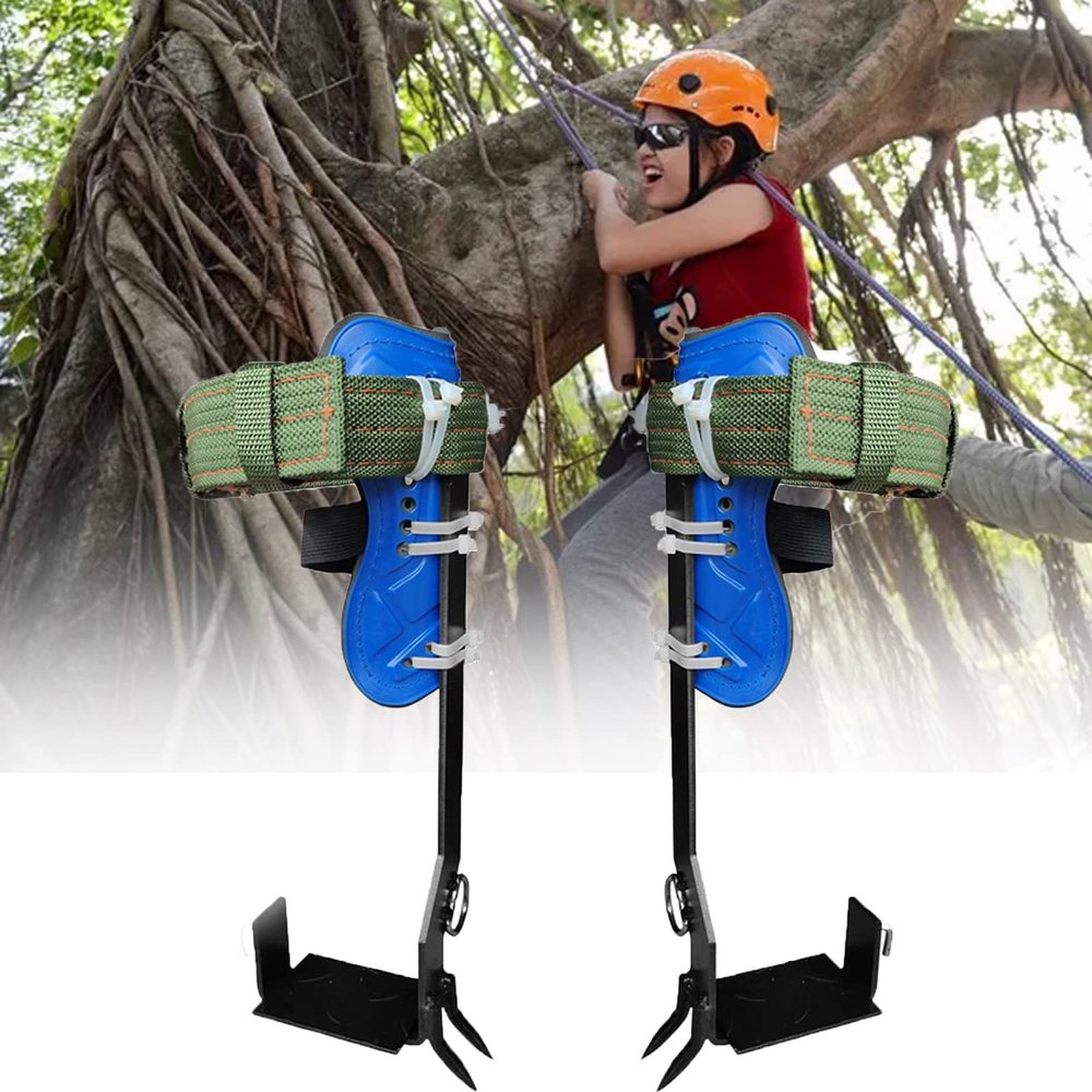 wzfdm 304 Stainless Steel Tree Climbing Tool, Tree Climbing Spike Set with Safety Belt, for Cutting Tree and Hunting Fruit Picking