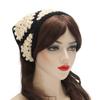 ZLYC Women Cotton Triangle Head Scarf Crochet Hair Bandanas Handmade Kint Turban (Solid Beige) view 2