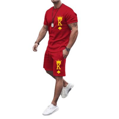 MARLLCO Mens Short Sets Outfits 2 Piece Summer Tracksuits Short Sleeve Shirt and Shorts Set Sport 3D Poker Graphic T Shirts (color3,XXXL)