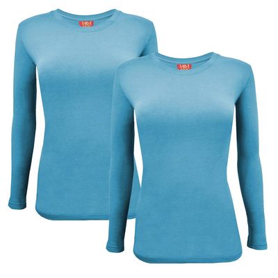 ACTIVE UNIFORMS Women's Under Scrub Tee Crew Neck Long Sleeve T-Shirt 2- Pack (Teal, XX-Large)
