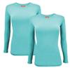 ACTIVE UNIFORMS Women's Under Scrub Tee Crew Neck Long Sleeve T-Shirt 2- Pack (Aqua Blue, X-Small) view 1