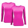 ACTIVE UNIFORMS Women's Under Scrub Tee Crew Neck Long Sleeve T-Shirt 2- Pack (Neon Pink, X-Small) view 1