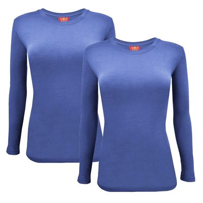 ACTIVE UNIFORMS Women's Under Scrub Tee Crew Neck Long Sleeve T-Shirt 2- Pack (Ceil Blue, 5X-Large)