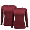 ACTIVE UNIFORMS Women's Under Scrub Tee Crew Neck Long Sleeve T-Shirt 2- Pack (Burgundy, 3X-Large) view 1