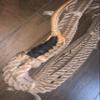 Bull Rope Tan Poly w Stitched X Loop Pro 9/7RH Soft 3/4 x 3/4 Bull Riding Rodeo 16' view 2
