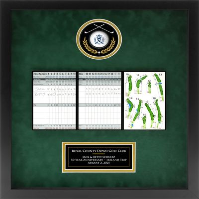 Universal Golf Achievement, Event, Award Display Case Frame for Ball, Scorecard, Photo & Printed Graphic Info Insert (Elite, 3 Components)