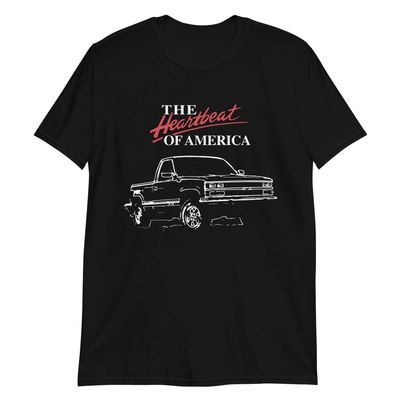 1990 Chevy K1500 Pickup Truck 4x4 Heartbeat of America Short-Sleeve T-Shirt Black