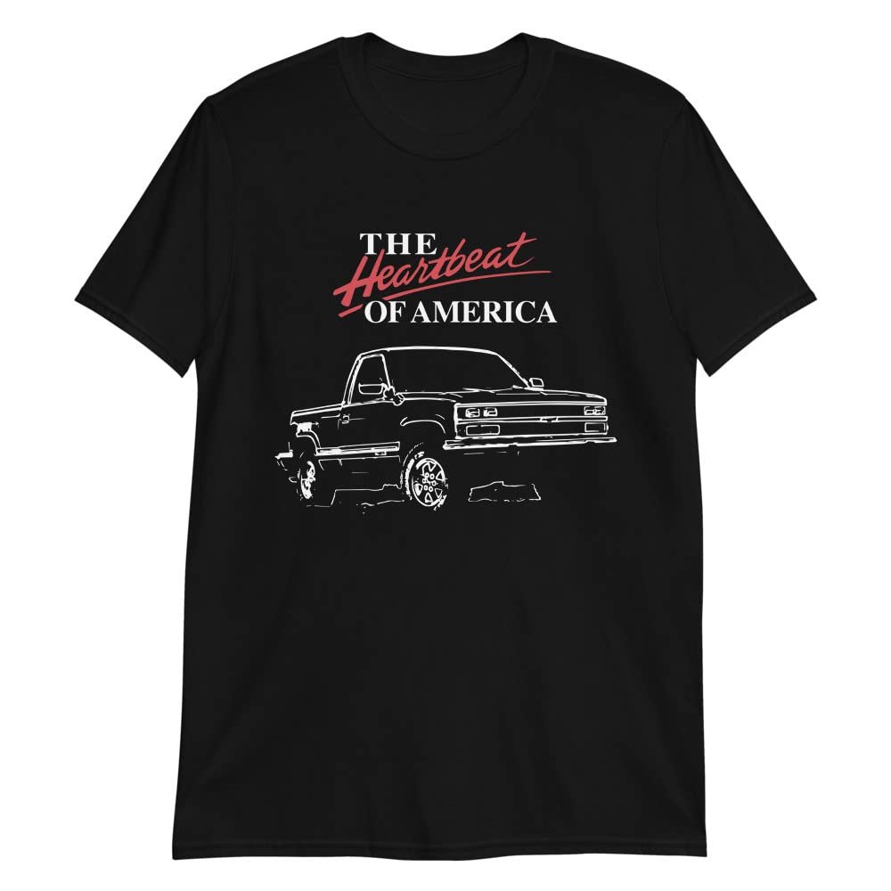 1990 Chevy K1500 Pickup Truck 4x4 Heartbeat of America Short-Sleeve T-Shirt Black