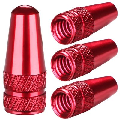 Aluminum Presta Valve Stem Caps Red Tire Air Dust Covers for Bike (4 Pack) Fit French Valves on Road, MTB, Hybrid, Racing, Fitness, Folding & Fat Bikes