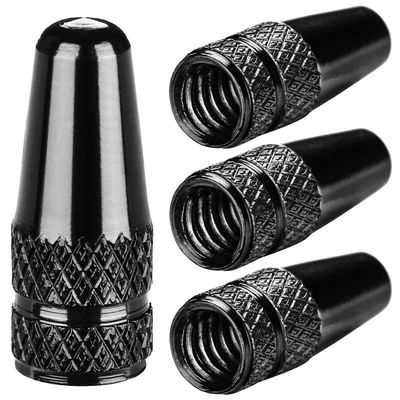 Aluminum Presta Valve Stem Caps Black Tire Air Dust Covers for Bike (4 Pack) Fit French Valves on Road, MTB, Hybrid, Racing, Fitness, Folding & Fat Bikes