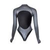 Womens Wetsuit 2mm Smooth-Skin Neoprene Wetsuit Silver Grey with Open-Back & T-Back Bottom One-Piece Long Sleeve Swimsuits for Women Diving Surfing Snorkeling view 2