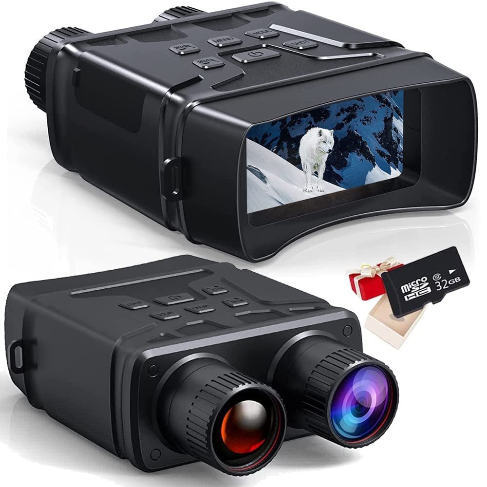 Braveking1 HD Infrared Digital Night Vision Goggles 984ft/300M Hunting Binoculars for Adults Night Vision and Day Military with 2.4" Screen 32GB Card with Photo/Video Recording in 100% Darkness