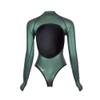 Womens Wetsuit 2mm Smooth-Skin Neoprene Wetsuit Green with Open-Back & High Hip Bottom One-Piece Long Sleeve Swimsuits for Women Diving Surfing Snorkeling view 2