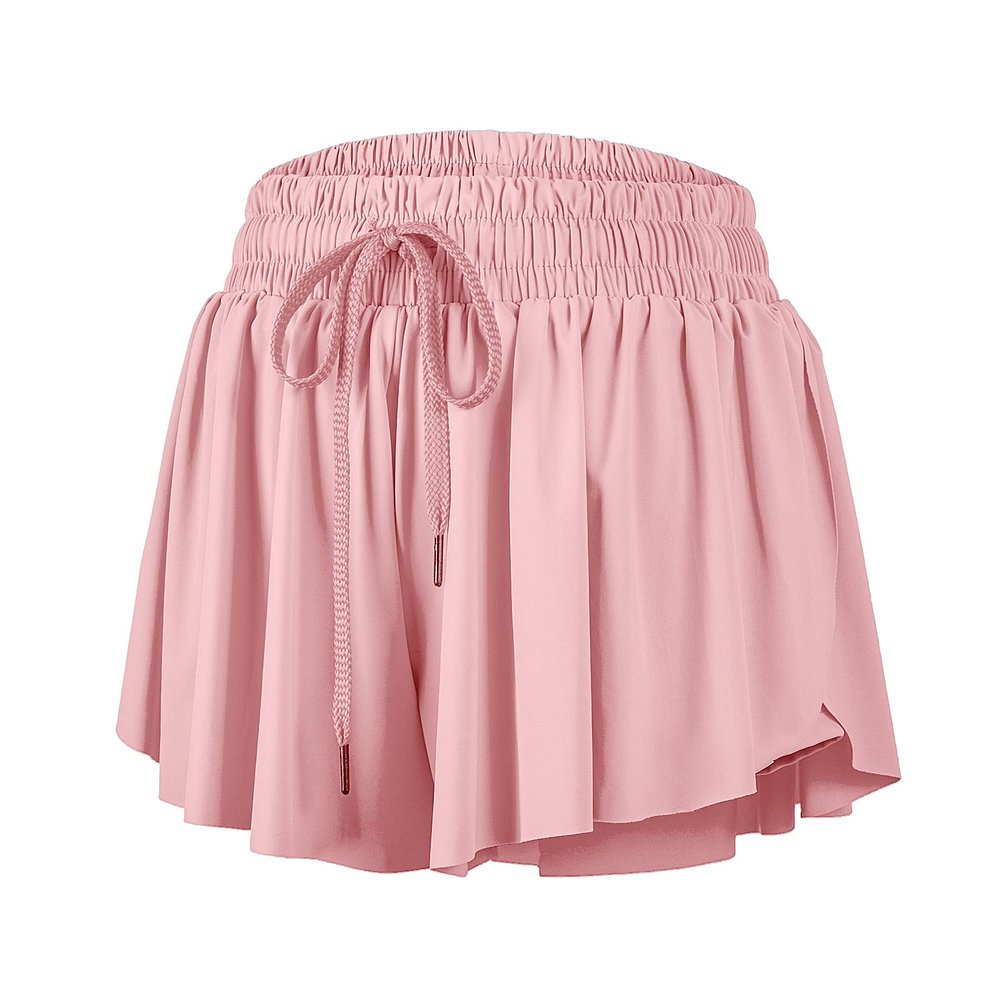 Flowy Athletic Shorts for Women Gym Yoga Workout Running Sweat Short Spandex Butterfly Tennis Skort Skirt High Waisted with Pockets Underneath Girls Trendy Clothes Dressy Casual Summer Light Pink S
