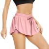 Flowy Athletic Shorts for Women Gym Yoga Workout Running Sweat Short Spandex Butterfly Tennis Skort Skirt High Waisted with Pockets Underneath Girls Trendy Clothes Dressy Casual Summer Light Pink S view 2