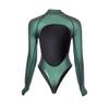 Womens Wetsuit 2mm Smooth-Skin Neoprene Wetsuit Green with Open-Back & T-Back Bottom One-Piece Long Sleeve Swimsuits for Women Diving Surfing Snorkeling view 2